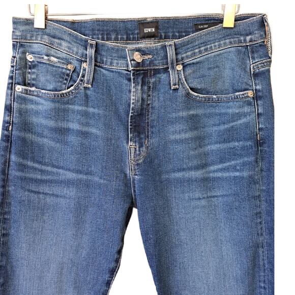 EDWIN Elin High Waist Straight Crop Jeans Size 28 in Vibe Medium Wash - Picture 7 of 9